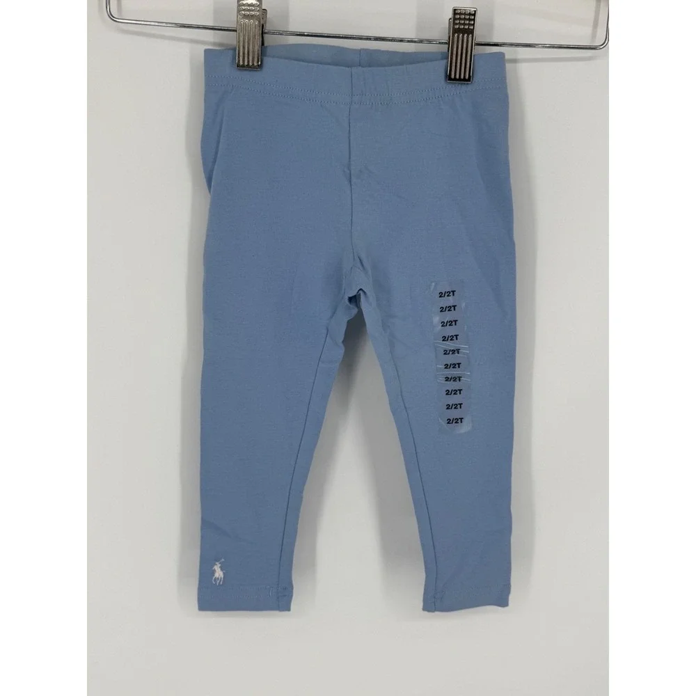NWT Polo Ralph Lauren Toddler Leggings Light Blue Size 2/2T Stretch Pony M8
